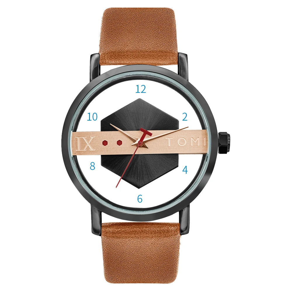 TOMI T100 – Minimalist Leather Quartz Watch for Men