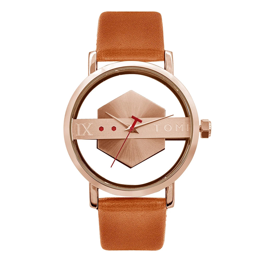 TOMI T100 – Minimalist Leather Quartz Watch for Men