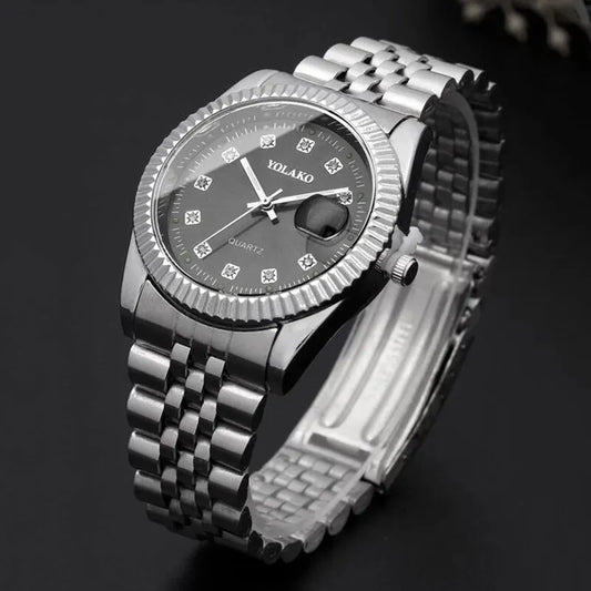 YOLAKO Diamond Calendar Men’s Luxury Quartz Watch