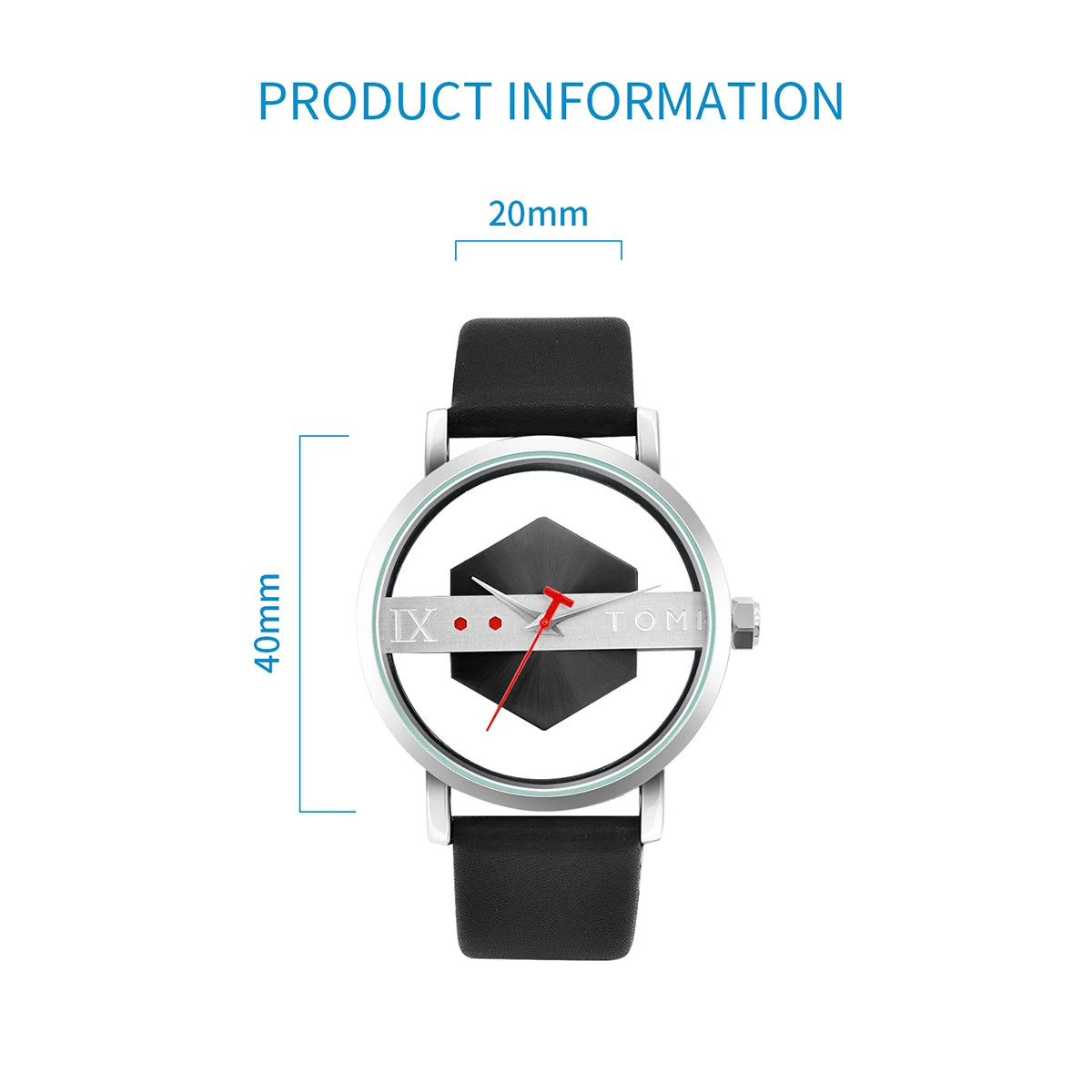 TOMI T100 – Minimalist Leather Quartz Watch for Men