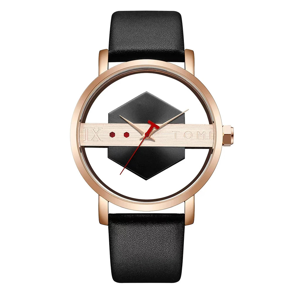 TOMI T100 – Minimalist Leather Quartz Watch for Men
