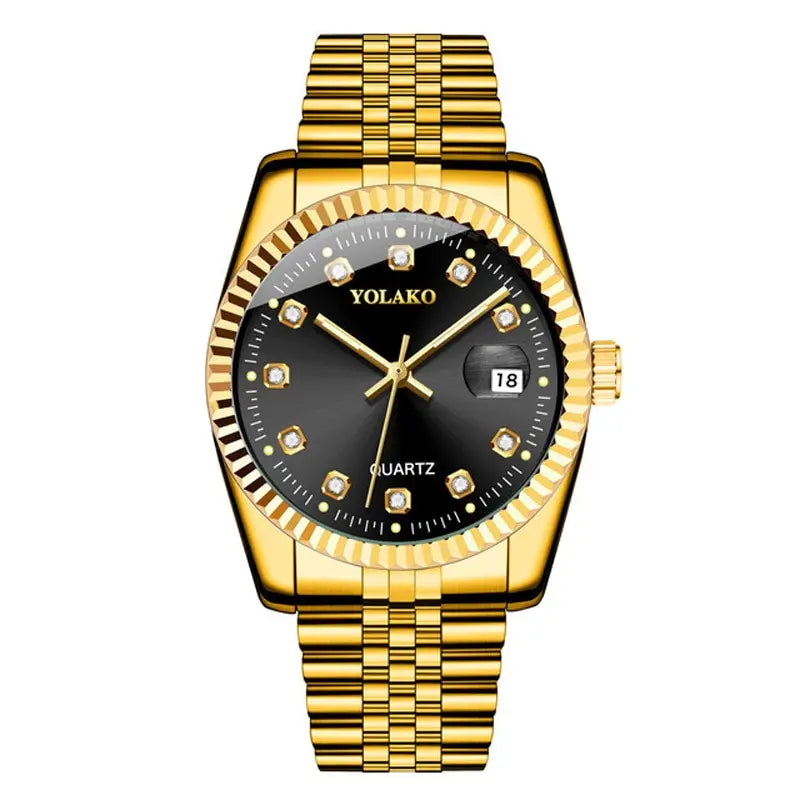 YOLAKO Diamond Calendar Men’s Luxury Quartz Watch