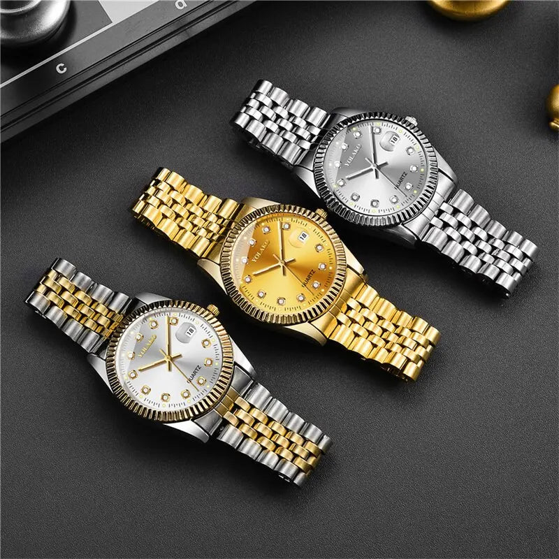 YOLAKO Diamond Calendar Men’s Luxury Quartz Watch