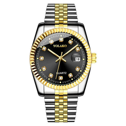 YOLAKO Diamond Calendar Men’s Luxury Quartz Watch