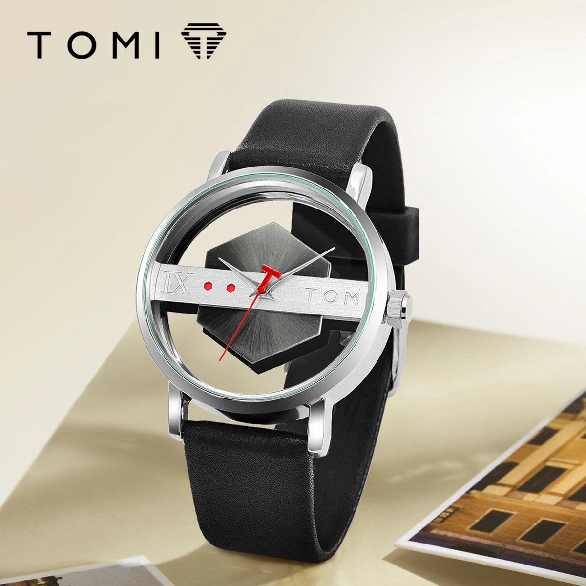 TOMI T100 – Minimalist Leather Quartz Watch for Men