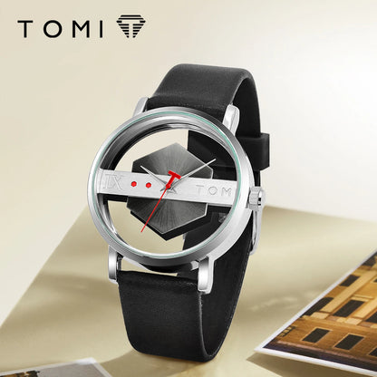 TOMI T100 – Minimalist Leather Quartz Watch for Men