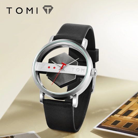 TOMI T100 – Minimalist Leather Quartz Watch for Men