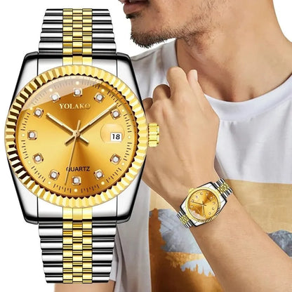 YOLAKO Diamond Calendar Men’s Luxury Quartz Watch